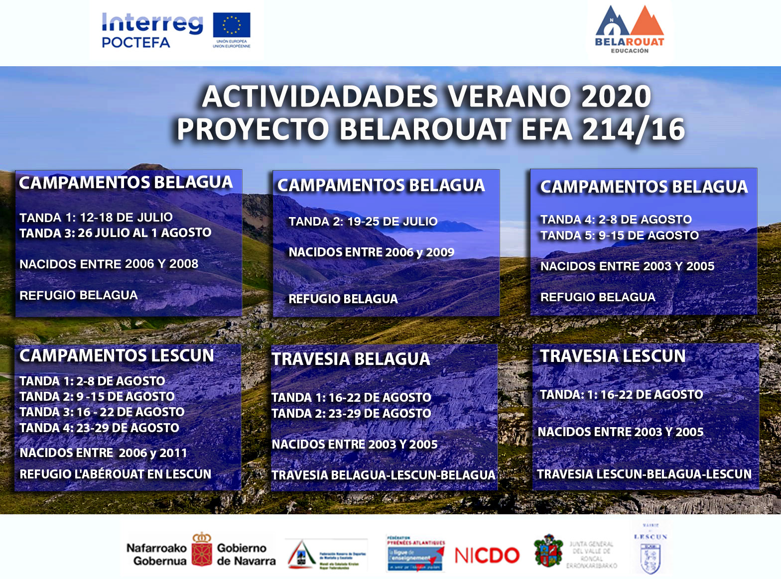 CAMPAMENTOS Y TRAVESIAS BELAGUA 2020